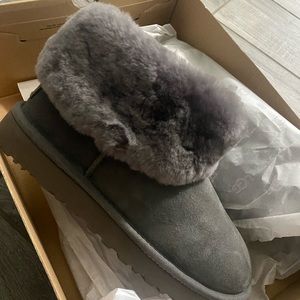 UGG Classic Mini Fluff Genuine Shearling Bootie - gray